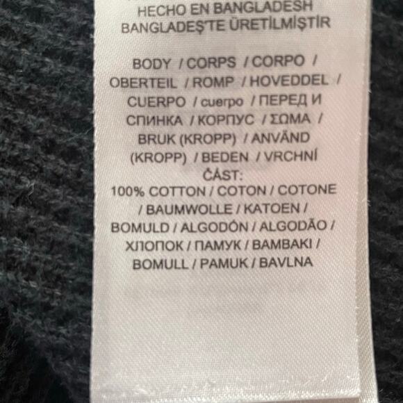 Lauren Ralph Lauren Black Waffle Weave Knit Hoodie Size MEDIUM Athleisure Fall - Picture 9 of 9